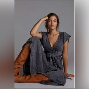 Anthropologie Pilcro Grey Denim Wrap Midi Dress Size 4